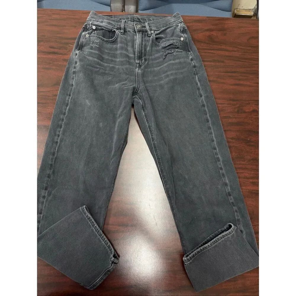 American Eagle Grey Highest Rise 90s Boyfriend Jeans Size 4